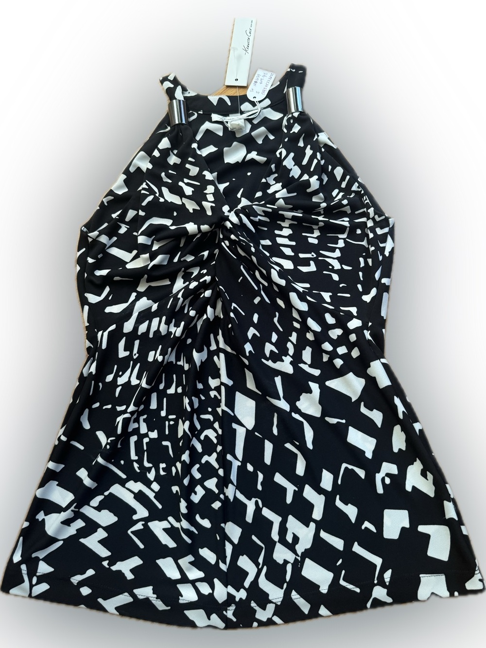 NWT Kenneth Cole New York Black and White sleeveless top with cuff shoulders